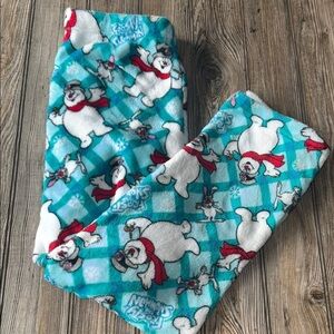 Frosty the snowman lounge pants Cozy Pajamas Snowman Print small fleece plush